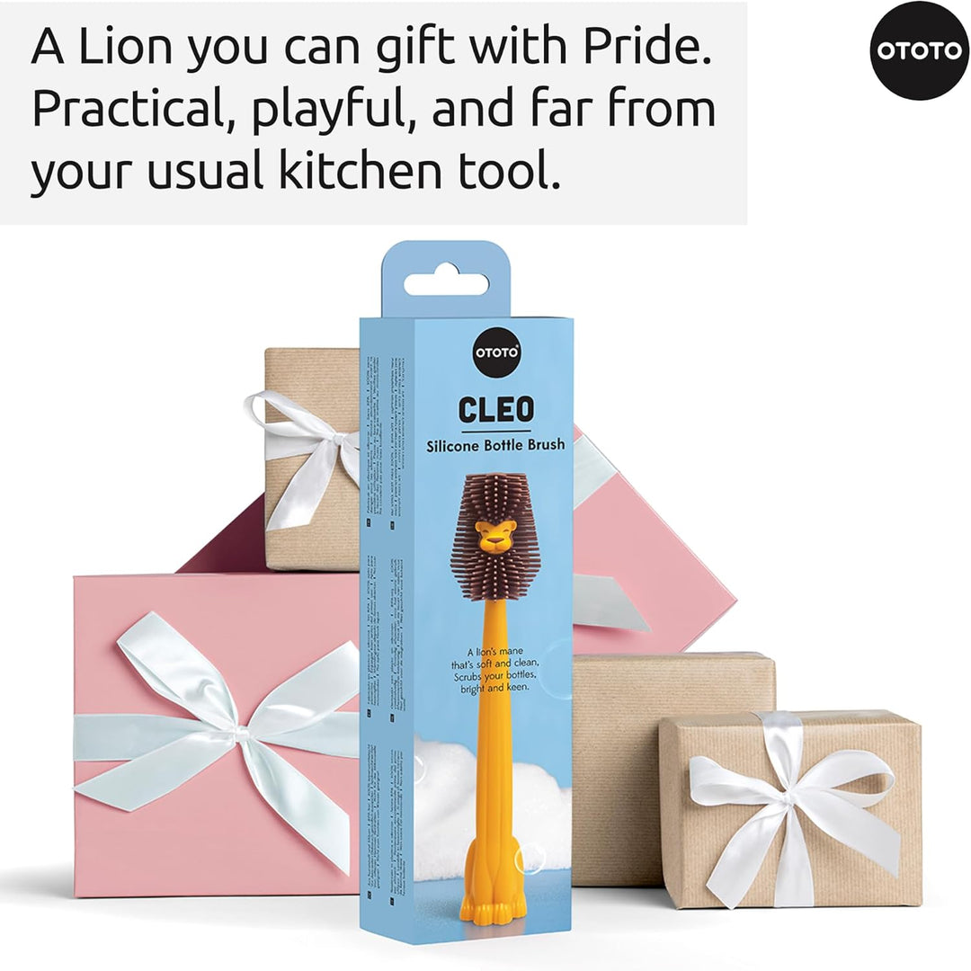 OTOTO Cleo Lion – Silikon Flaschenbürste im Löwen-Design – Süsse Reinigungsbürste für Babyflaschen &amp;