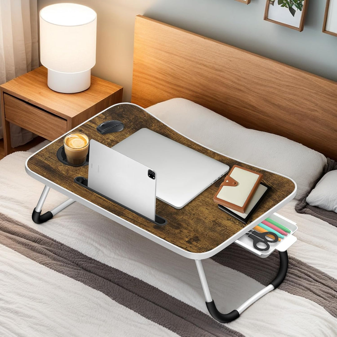 Klappbarer Laptop-Schreibtisch 60x40cm – Leichter, Multifunktionaler Bett Schreibtisch mit Kartensch