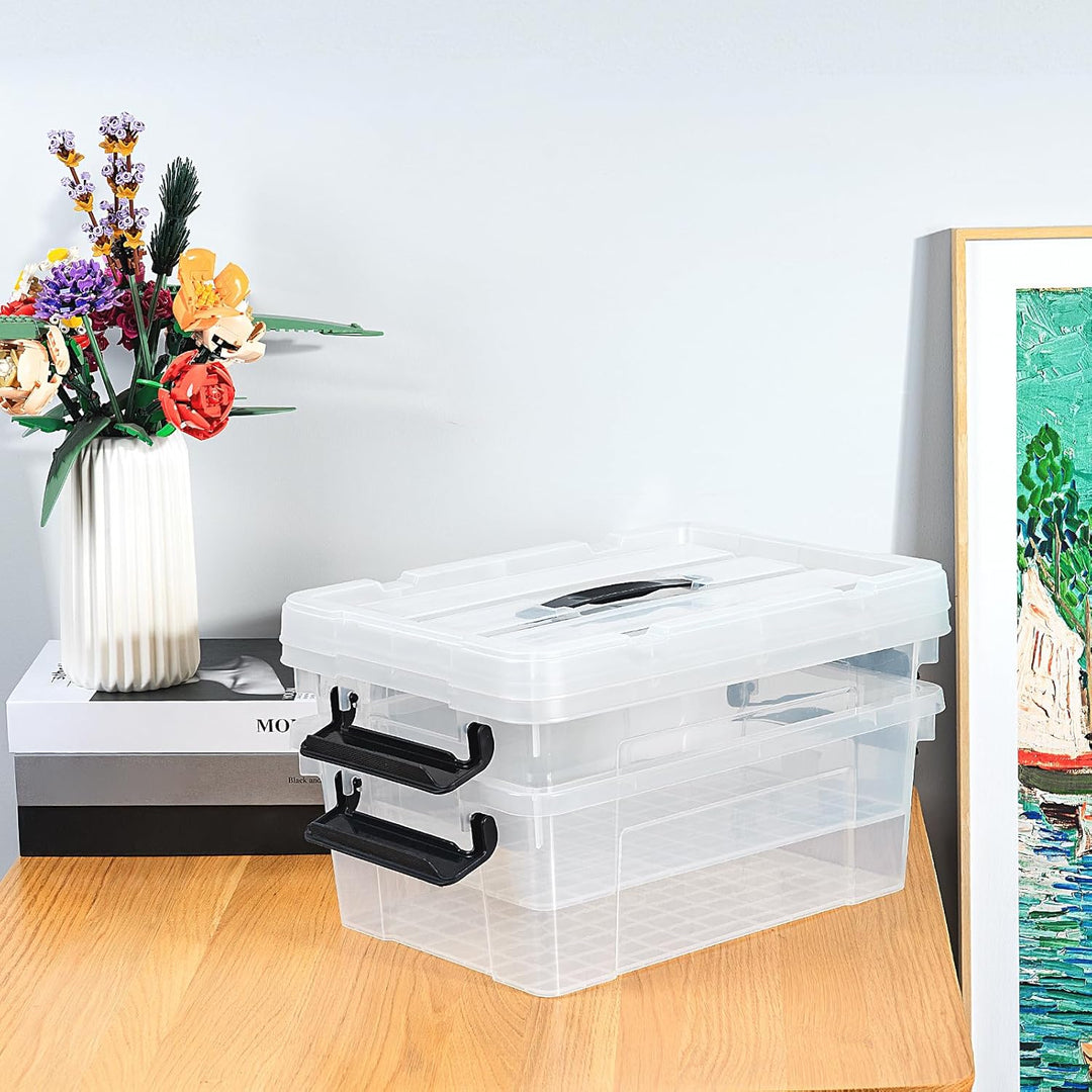 Cetomo,15L,3er-Pack, Aufbewahrungsbox mit deckel,Aufbewahrungsboxen, mit Clips, stapelbar, Wohnzimme