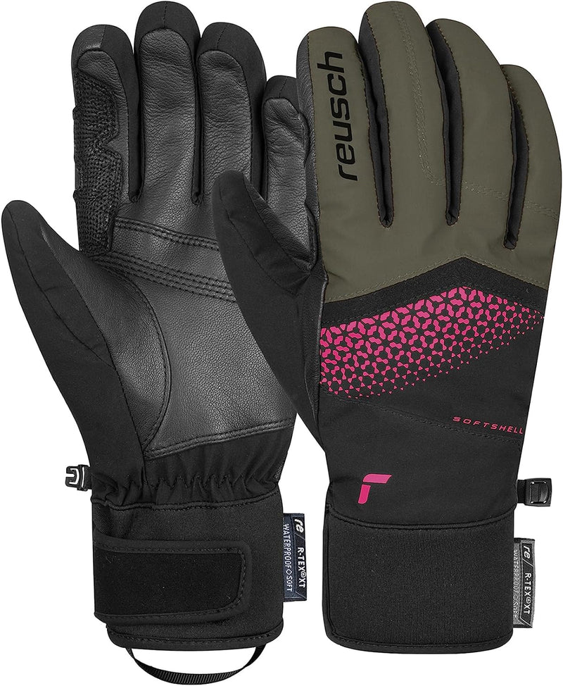 Reusch Damen Handschuhe Micky R-tex Xt Extra Warm, Wasserdicht, Atmungsaktiv 6.5 oliv / rosa, 6.5 ol