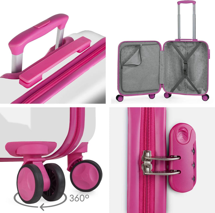 Trolley Handgepäck Cabin Trolley Koffer Reisekoffer Hartschalenkoffer mit Z Blanco-fucsia S + XS, Bl