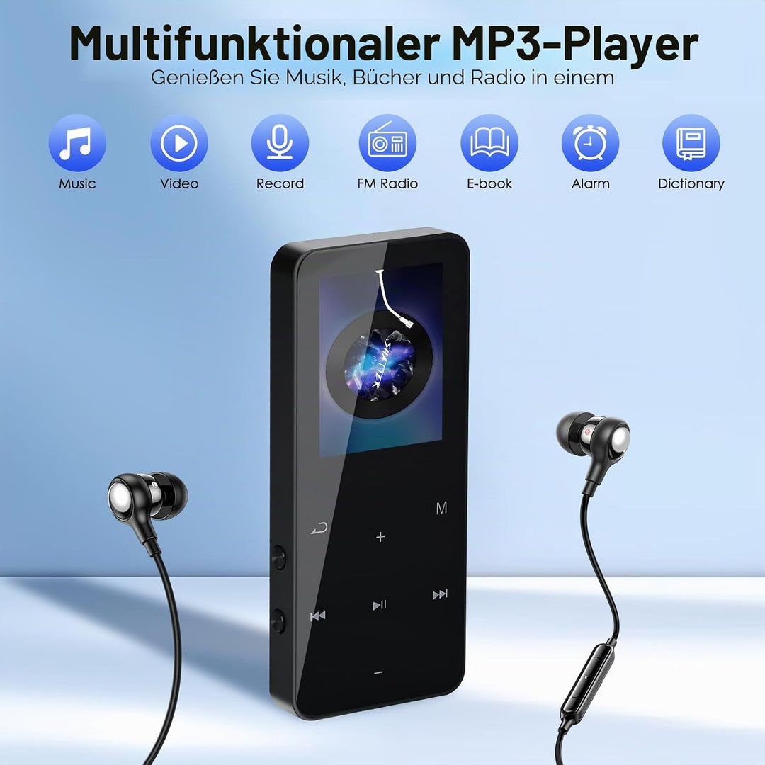 72GB MP3 Player mit Bluetooth, 1,8 Zoll HD Touchscreen, Musikplayer mit HiFi Lautsprechern, FM Radio