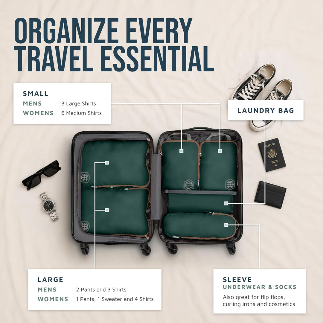 TRIPPED Travel Gear Reise-Kompressions-Packwürfel, Koffer- und Rucksack-Organizer für Kleidung, Grün