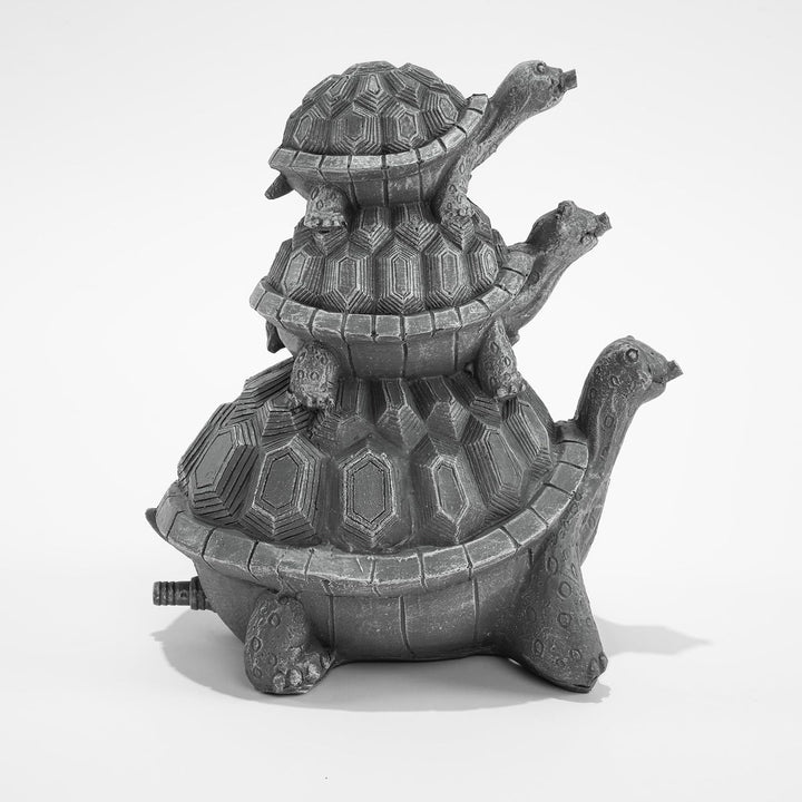 Esotec Solar Wasserspeierset Schildkröten Trio, Stein-grau, inklusive Solar-Pumpensystem, Solarmodul