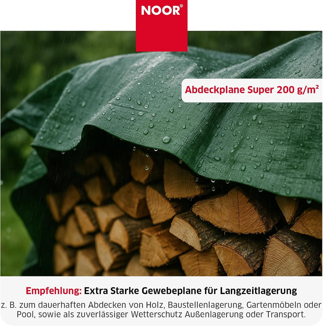 NOOR Abdeckplane SUPER 200g/m² Grün I 5 x 6 m I Allzweckplane für Schutz vor Witterung I Ideal geeig
