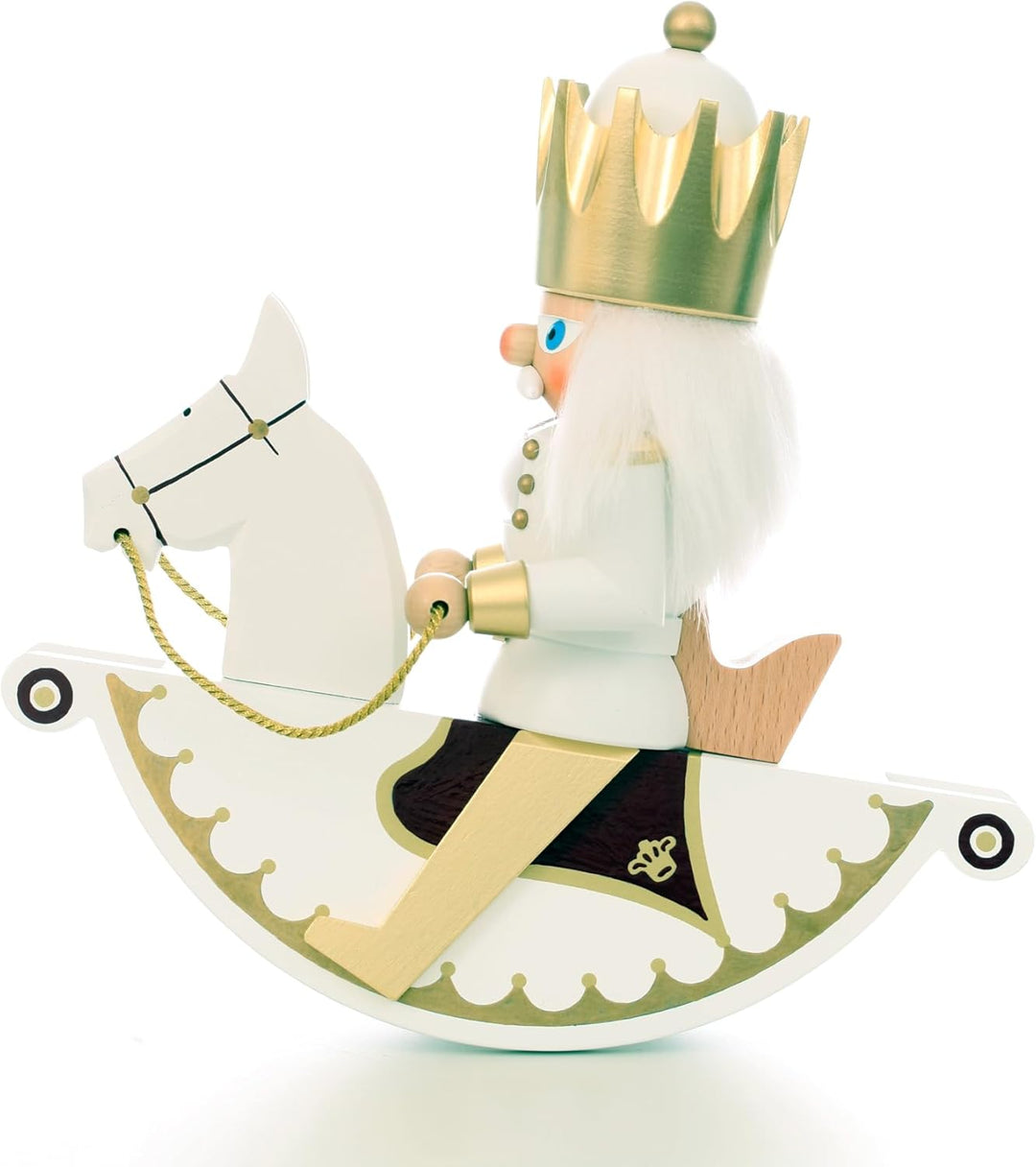 Christian Ulbricht Nussknacker Reiterlein König weiss/Gold - 25,5 cm