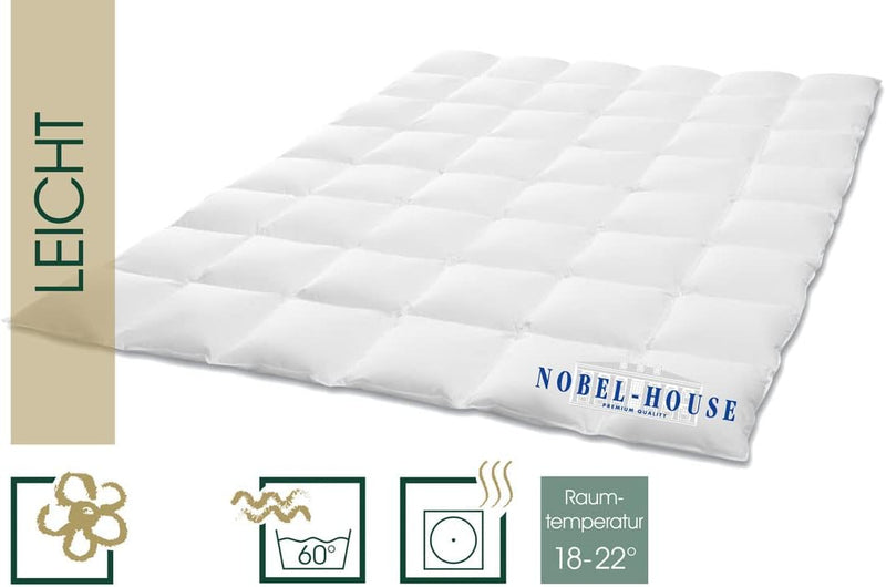 Hanskruchen Nobel House Luxus Daunendecke, Leicht, 90% Daunen / 10% Federchen, 240 x 220 cm, 240 x 2