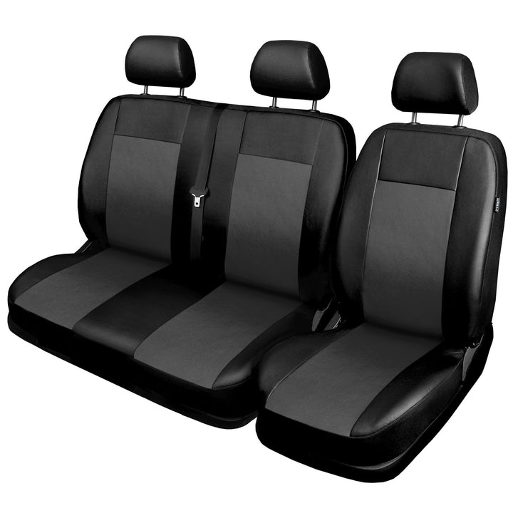 Sitzbezüge Universal Schonbezüge Bus 1+2 kompatibel mit Ford Transit Custom ab 2013 Grau, Grau
