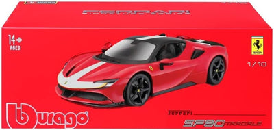 Bburago Ferrari SF90 Stradale Assetto Fiorano: Modellauto im Massstab 1:18, Türen, Motorhaube und Ko