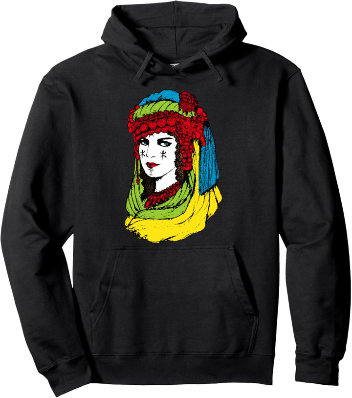 Amazigh Frau mit Tätowierung & bunter Tamazight Berbere-Flagge Pullover Hoodie