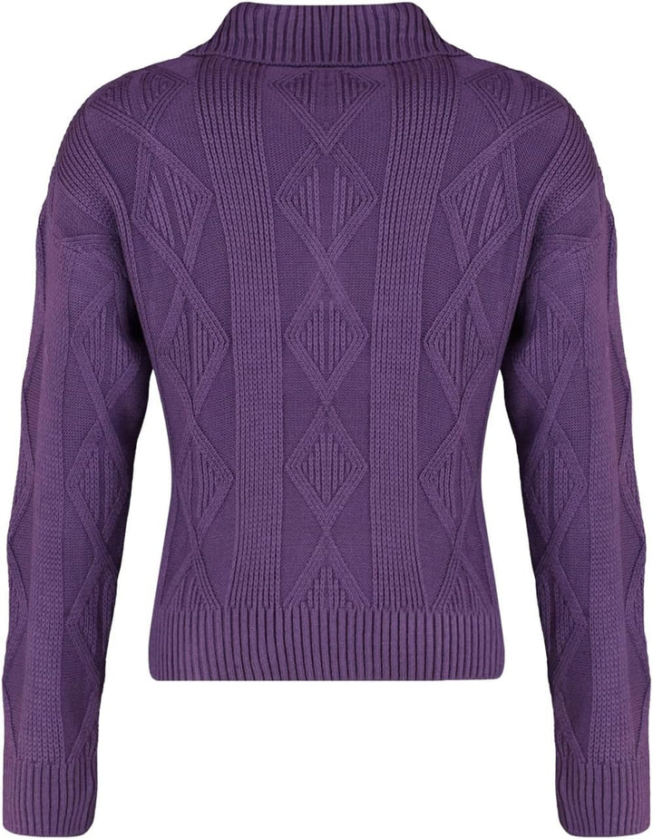 TRENDYOL Damen Polokragen Plain Regular Plus Size Pullover Sweatshirt XL Grosse Grössen Violett, XL