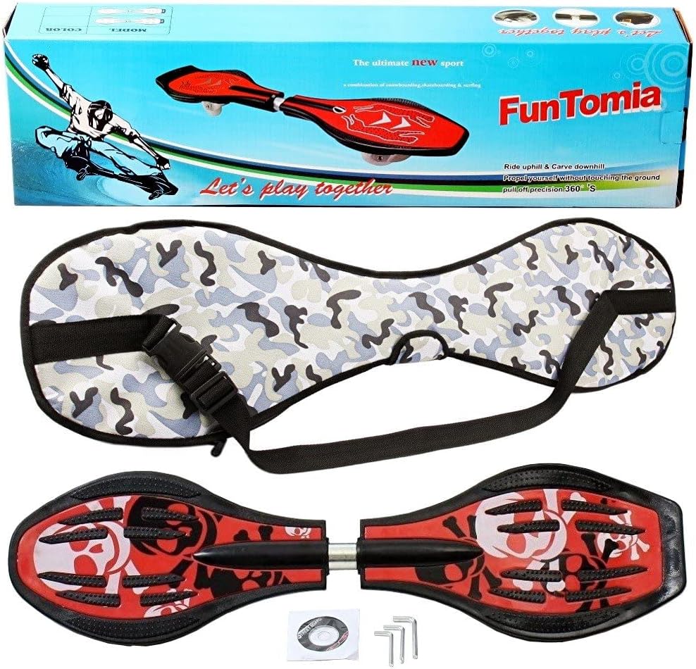 FunTomia Waveboard Original Mach1 Kugellager inkl. Tasche - Bis 120kg - (Verschiedene Farbdesigns) R