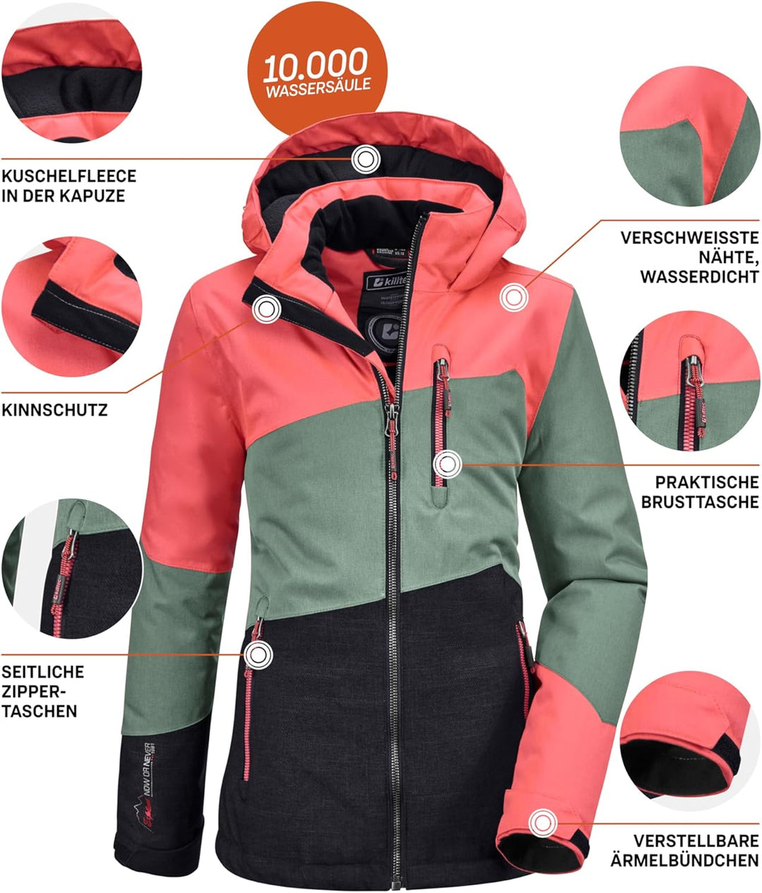 killtec Mädchen Lynge Grls Jckt B Funktionsjacke Mit Kapuze coral pink 164 Lynge GRLS JCKT B, coral
