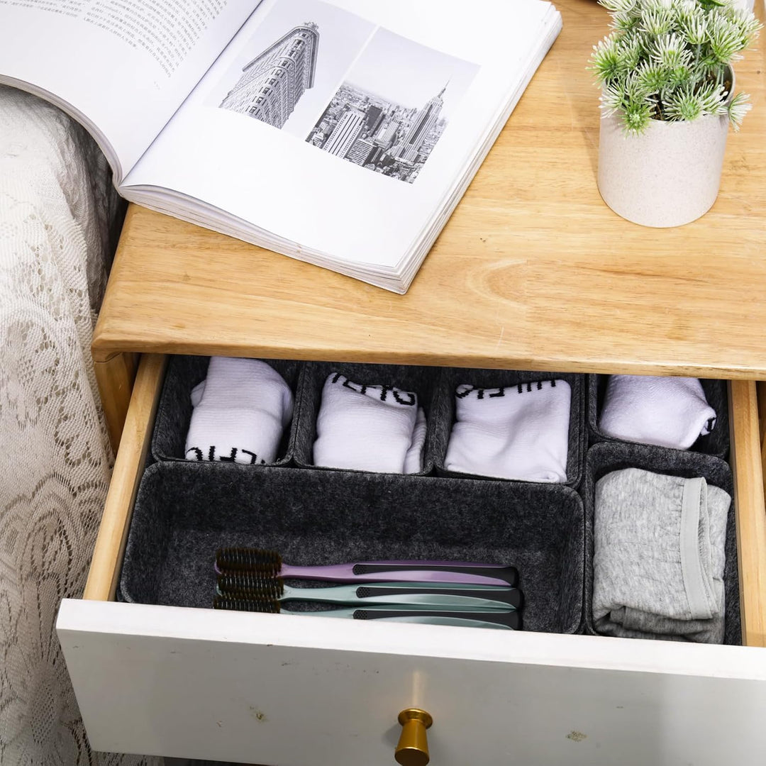 8 x Filz-Schubladen-Organizer-Tablett, flache Schreibtisch-Schmuck-Aufbewahrungsbox, spart Platz auf