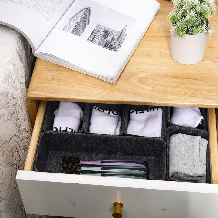 8 x Filz-Schubladen-Organizer-Tablett, flache Schreibtisch-Schmuck-Aufbewahrungsbox, spart Platz auf