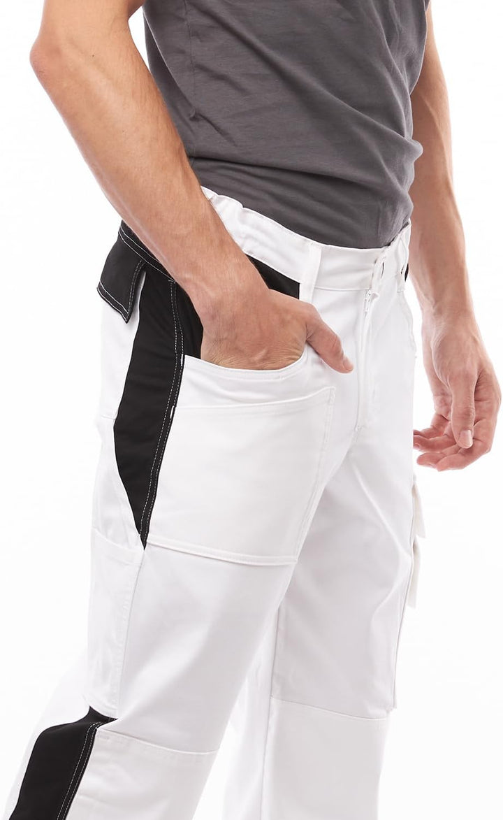 strongAnt Arbeitshose komplett Stretch Männer Berlin Pro Bundhose 42 Weiss-schwarz / Powerstretch, 4