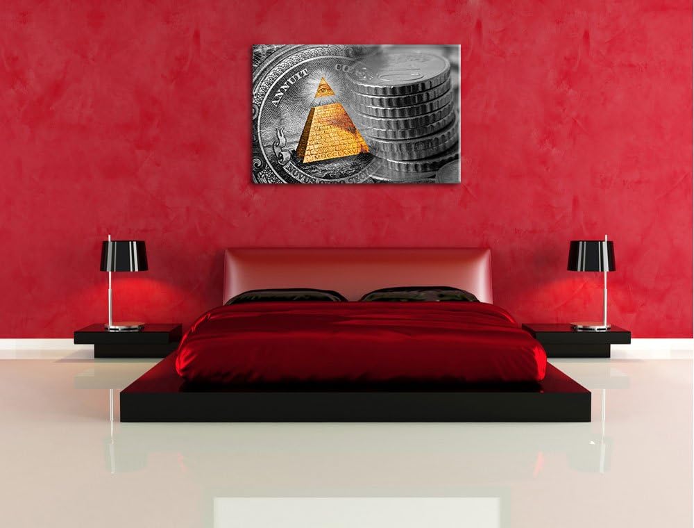 Illuminati Pyramide, black and white Dollar schwarz/weiss Format: 100x70 auf Leinwand, XXL riesige B