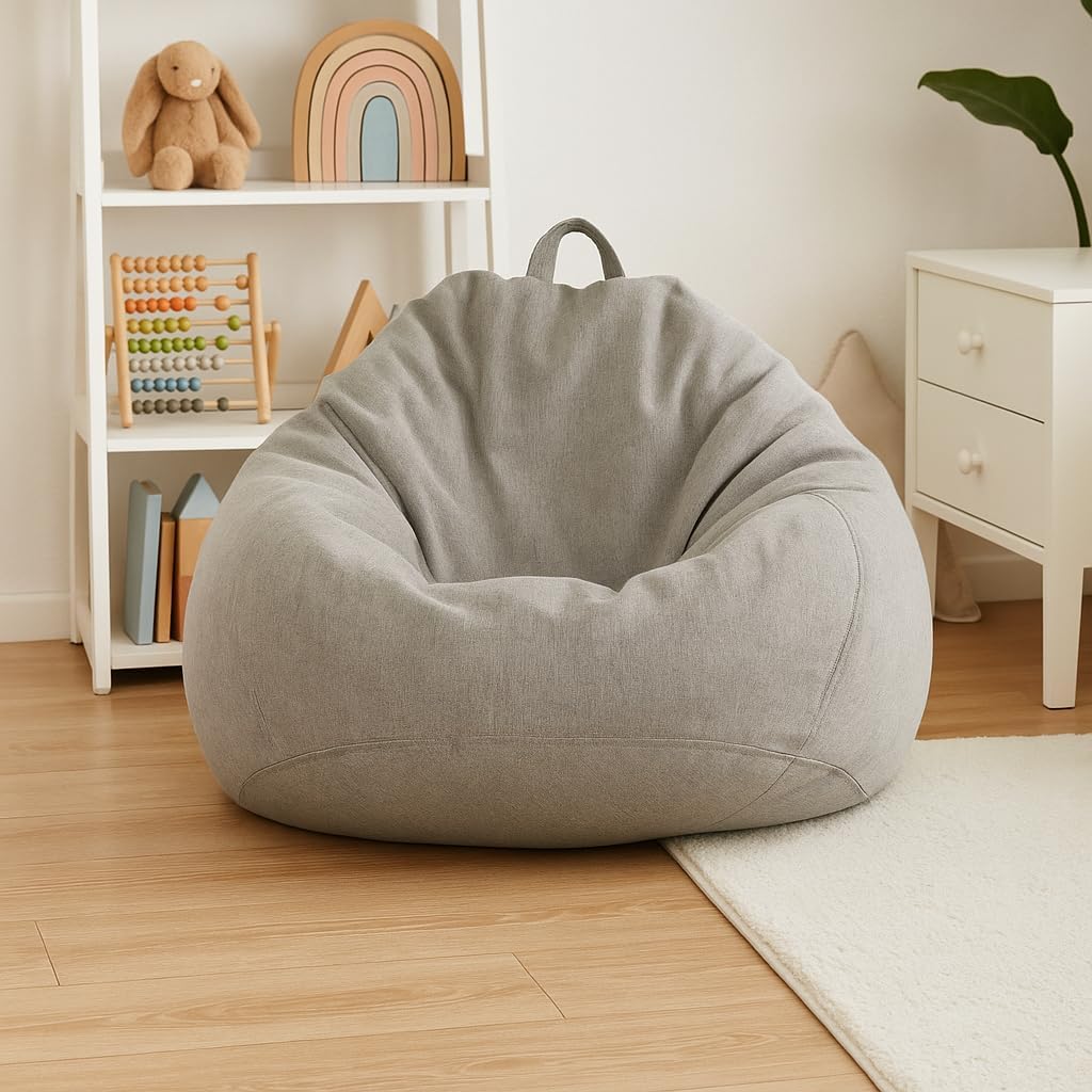 AD.CON Sitzsack mit ECO Füllung Puff Relax-Sessel Sitzkissen Bodenkissen Bean Bag 70x80x50 Hellgrau