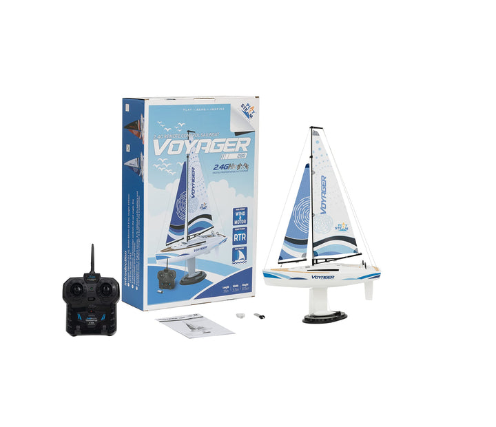 PLAYSTEAM Voyager 280 2.4GHz RC Motor Powered Sailboat in Blue - 14" Tall Motor Powered-blue, Motor