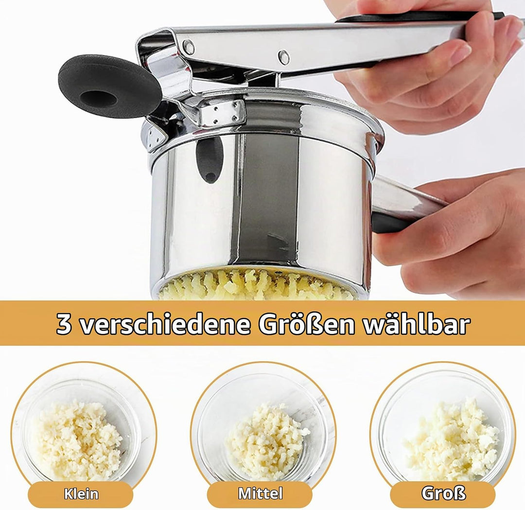 Kartoffelpresse, Kartoffelpresse Edelstahl Kommt mit 3 Scheiben und Rutschfesten Silikongriffen, Gee