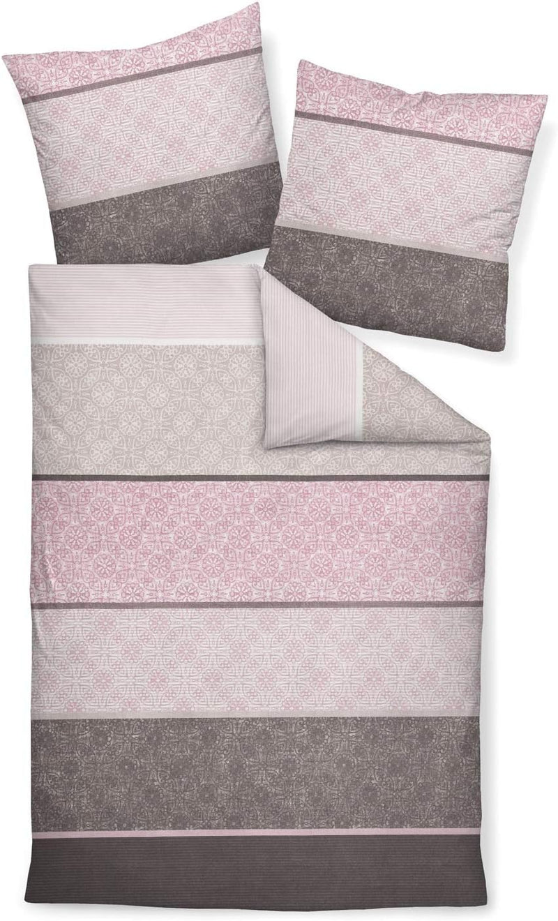 Janine 65016 Feinbiber Bettwäsche Davos 155x220 cm + 80x80 cm Beere-Mauve 155 cm x 220 cm, 155 cm x