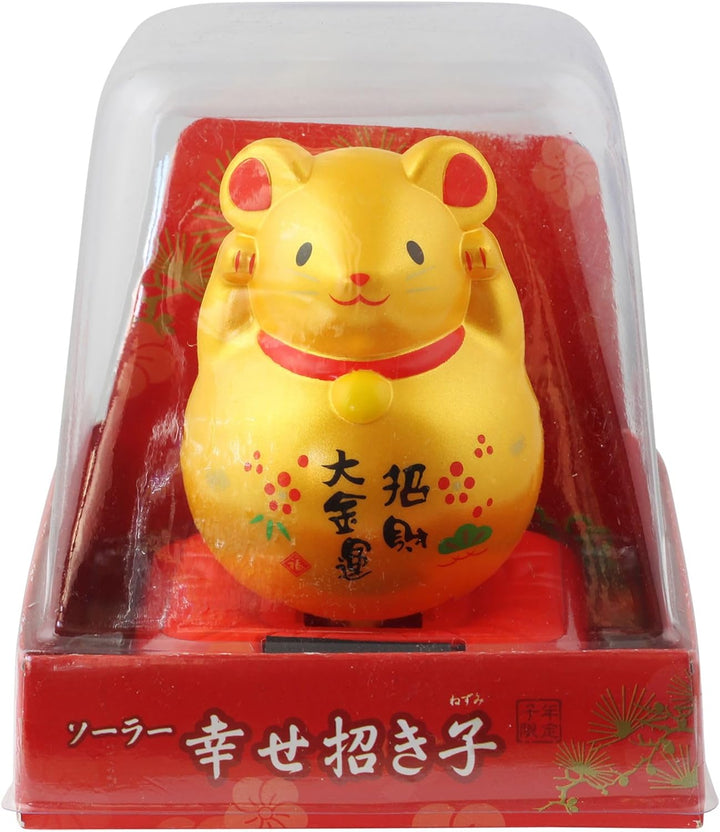 Freak Scene Glückskatze Maus - Maneki-Neko - Winkekatze - Solar - 10,5 cm - Gold