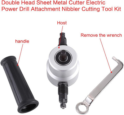 Fafeicy doppelkopf Blechschneider elektrische Bohrmaschine Aufsatz Knabberwerkzeug, für Werkstatt, H