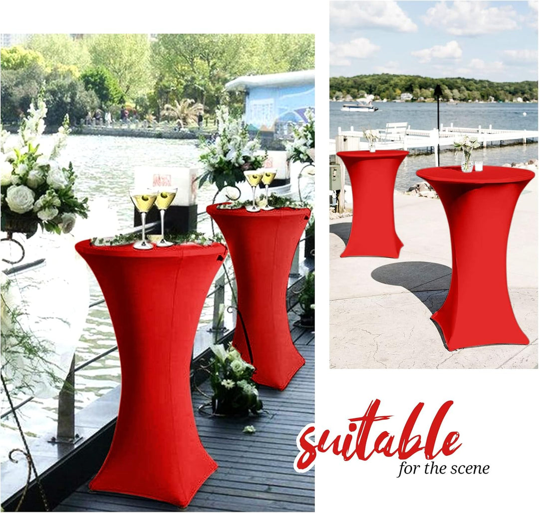 Showgeous 6er-Set Stretch Stehtisch Husse für Bistrotisch Ø 80-85 cm,Rot Stehtischhussen Verstärkung