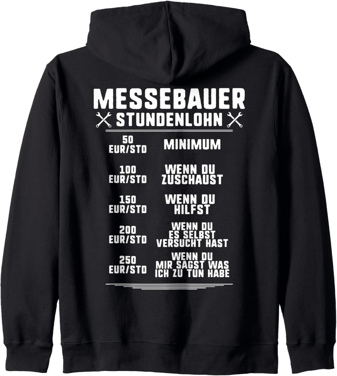 Messebau Stundenlohn Messebauer Kapuzenjacke