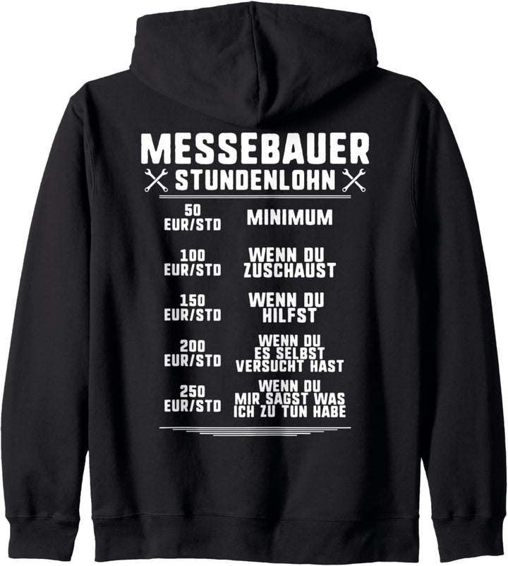 Messebau Stundenlohn Messebauer Kapuzenjacke