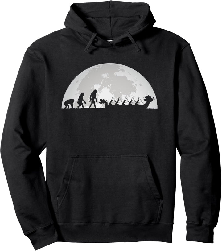 Drachenboot Evolution bei Mond Pullover Hoodie