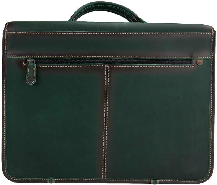Greenburry Aktentasche Leder 39 cm Grün, Grün