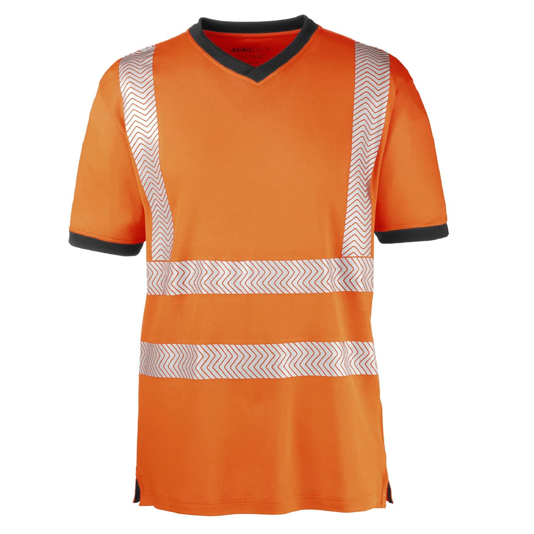 4Protect Warnschutz T-Shirt Miami UV 40+ hochsichtbare Warnbekleidung Strassenbau Sonne gelb S Orang