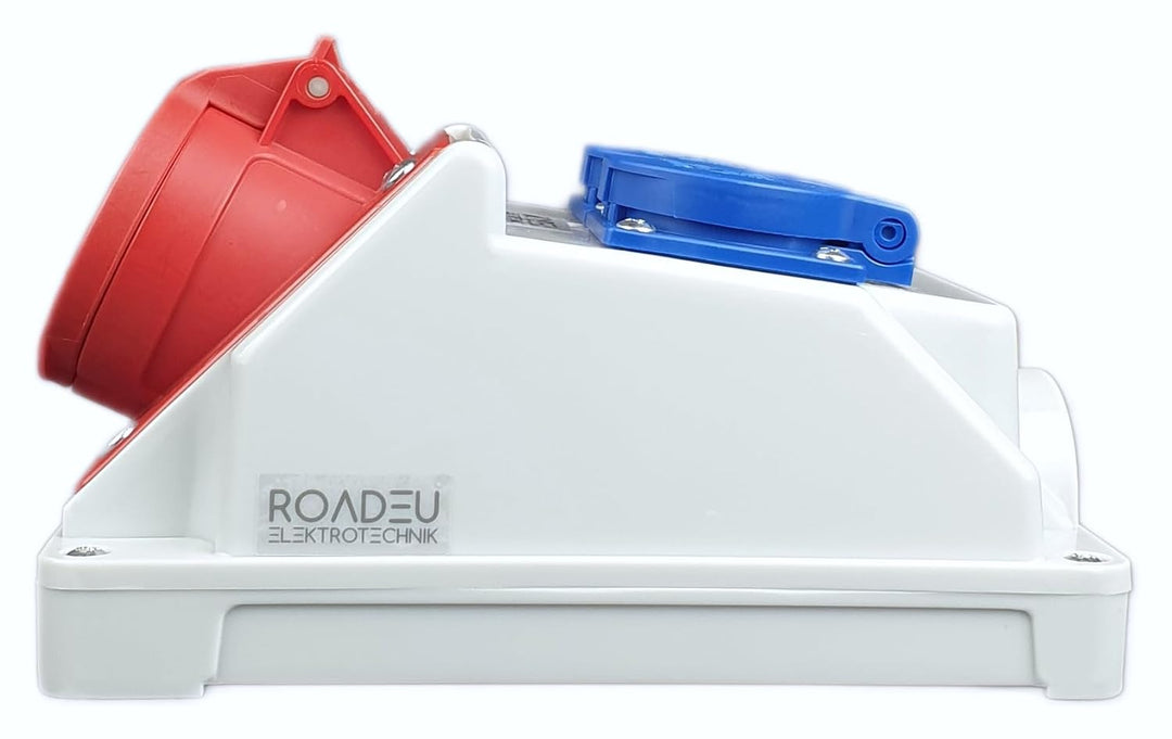 RoadEu - Kombi Wandsteckdose 16A 5P - Wandverteiler 16A mit 2x Schuko 230V - Stromverteiler IP44 - I