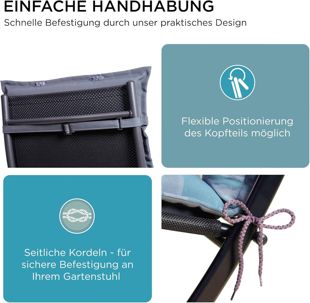 gardisun Gartenstuhlauflagen Hochlehner mit Kopfteil I Extra Dicke Sitzauflagen I Made in Europe I P