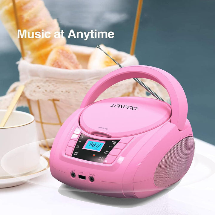 Portable CD Player Stereo Boombox (Rose 03), rose 03