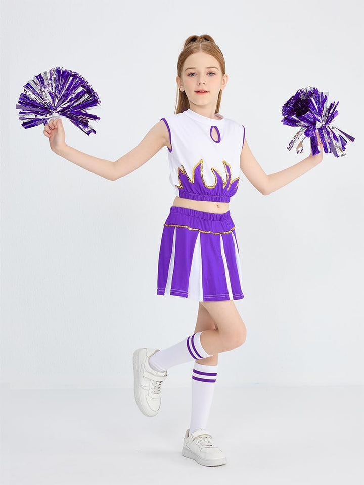 LOLANTA Mädchen Cheerleader Kostüm Schulkind Cheer Kostüm Outfit Karneval Kostüm Violett 146-152, Vi