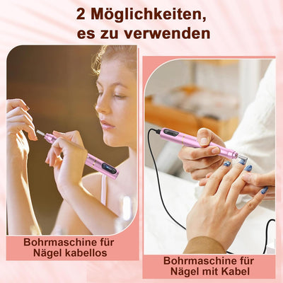 Auriox Nagelfräser Kabellos, 12 in 1 Fräser für Gelnägel 25000 u/min, Akku Elektrische Nagelfeile fü