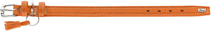 HUNTER CANNES Hundehalsband, Leder, Nappaleder, weich, edel, elegant, 35 (XS), orange 35 (XS) orange
