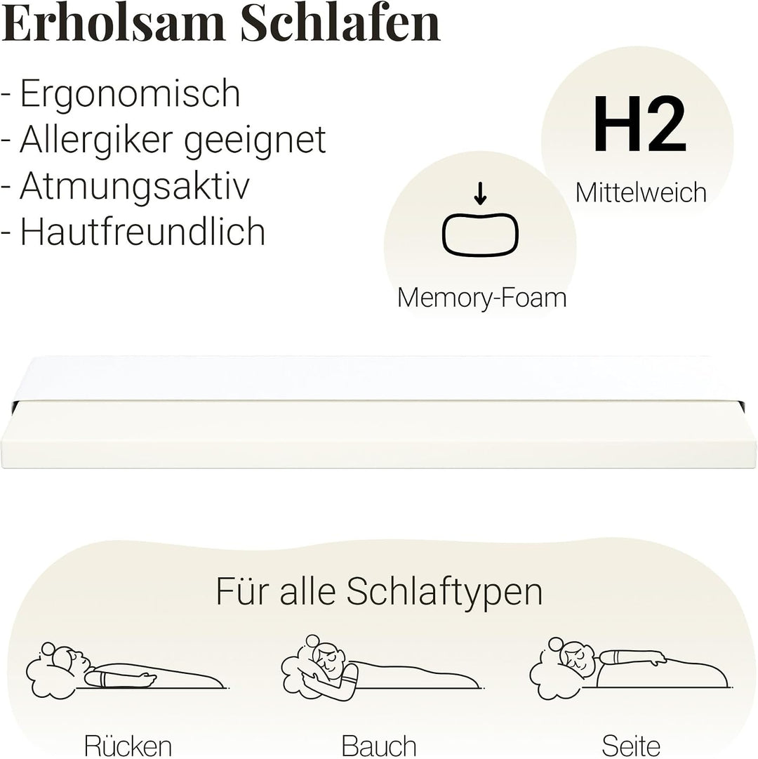 Snooze Project - 70 x 200 x 6 cm Matratzen Topper - Visco-Foam Weich - 6cm Höhe - Memory-Schaum RG 5