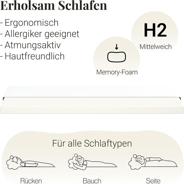 Snooze Project - 70 x 200 x 6 cm Matratzen Topper - Visco-Foam Weich - 6cm Höhe - Memory-Schaum RG 5