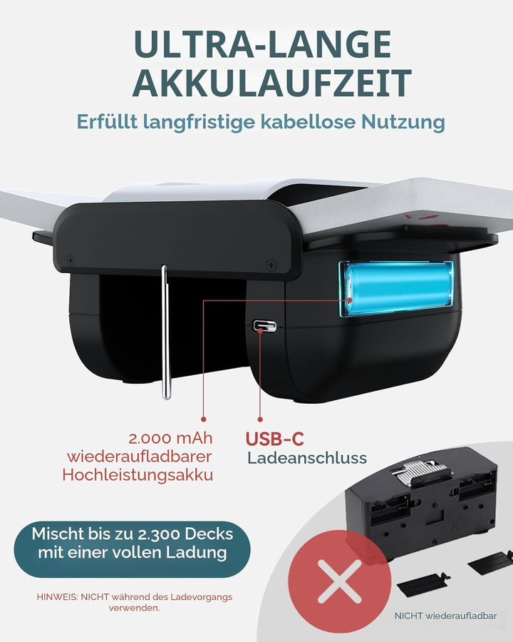 Automatischer Kartenmischmaschine mit Zwei Modi, Wiederaufladbare Kartenmischer Elektrisch für 1–2 K