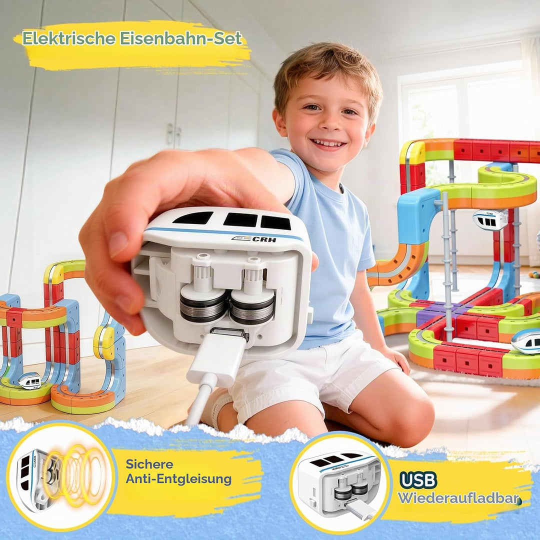 Elektrisches Eisenbahn Set, DIY Electric Train Set mit Schwerkraft Defying 3D-Layouts &amp; Magisches Sc