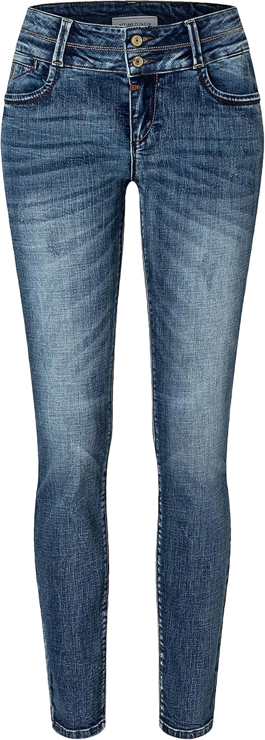 Timezone Damen Slim Enyatz Jeans 25W / 32L Blue Steel Wash, 25W / 32L Blue Steel Wash