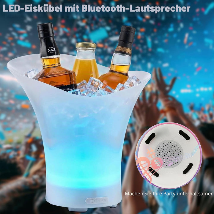 LED Sektkühler 5L, 2pcs Champagner Kühler, Sektkühler mit Automatischem RGB-Farbwechsel und Bluetoot