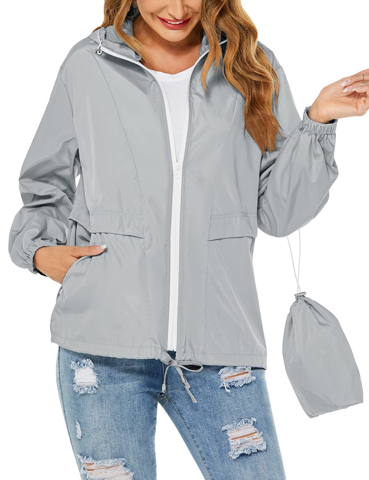 Regenjacke Damen Wasserdicht Leicht Regenmantel Windbreaker Packbar Dünne Regenjacken Windjacke mit