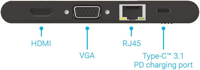 PNY All-In-One USB-C Mini Docking Station mit integriertem USB-C-Kabel mit 2xUSB-C, 2xUSB-A 3.1, 1xH