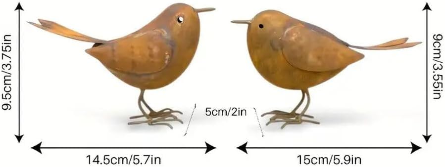 2 Stück Gartendeko Metall Deko Vögel, Outdoor und Garten Vintage Singvogel Figuren Gartenstecker Ros