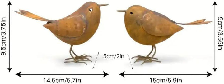 2 Stück Gartendeko Metall Deko Vögel, Outdoor und Garten Vintage Singvogel Figuren Gartenstecker Ros