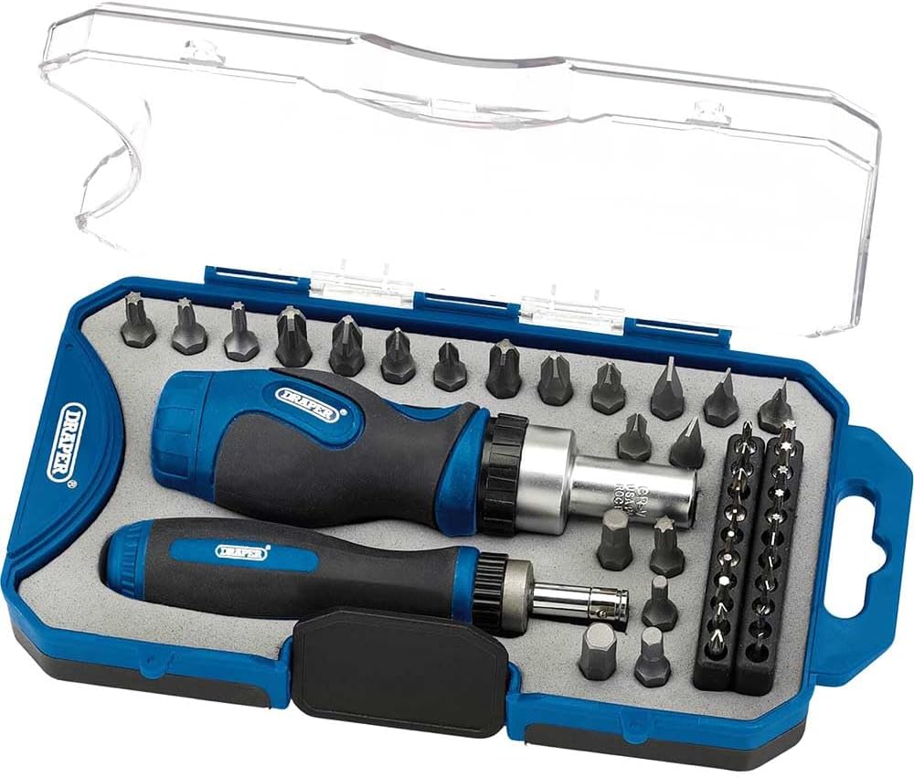 Draper 46479 Ratschen-Schraubendreher und Bit, 42-teilig, blau